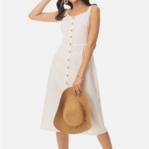 PURE NAVY Dresses & Skirts - PURE NAVY Linen MIDI Dress White Off Size M